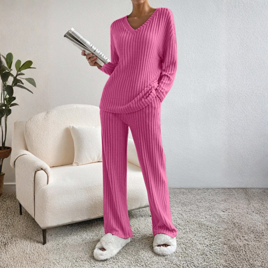 ENLINS™ - V-Neck Long Sleeve Top & Pants Set