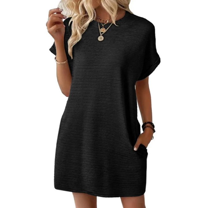 EVASHA™ – Minimalist Round Neck Summer Dress