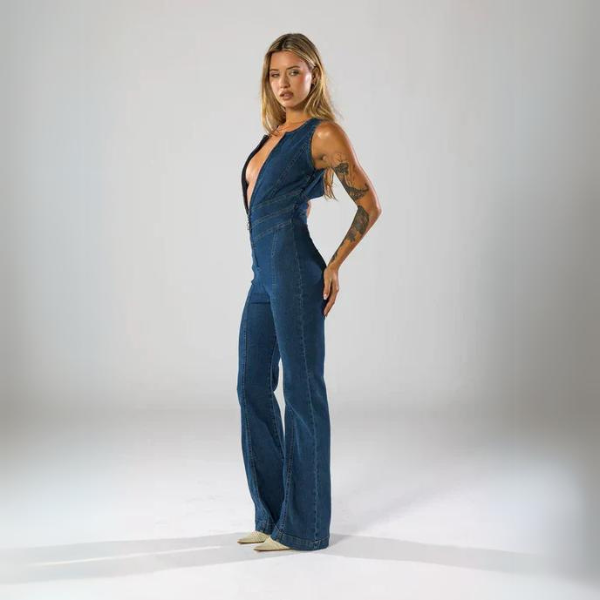 ARIA™ | Flare Cut Denim Jumpsuit
