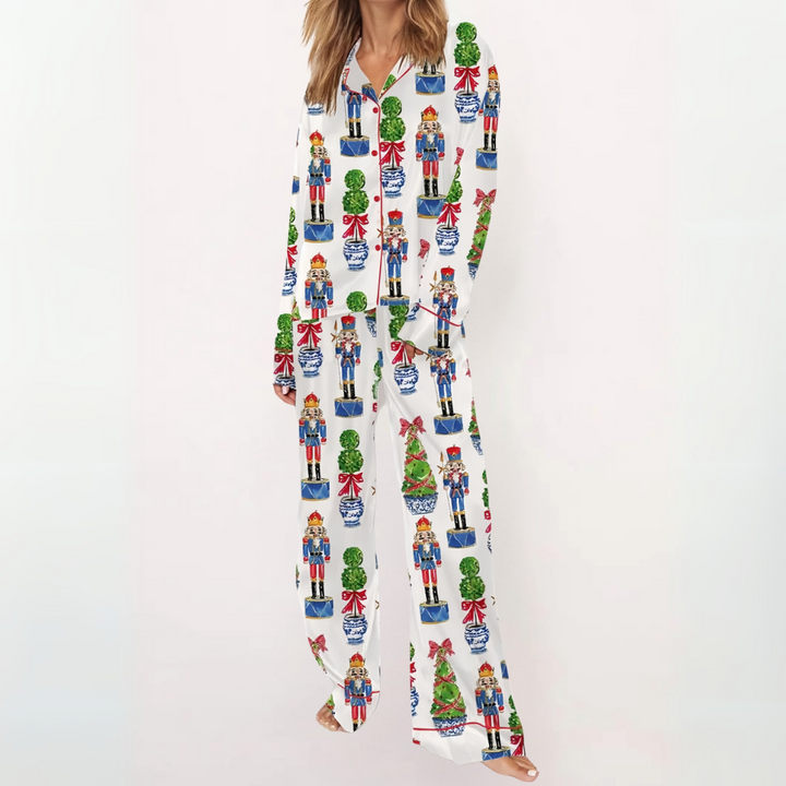 SYLIA™ - Casual Printed Button-Down Top & Pajama Set