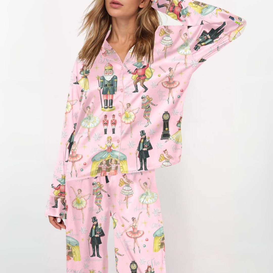 SYLIA™ - Casual Printed Button-Down Top & Pajama Set