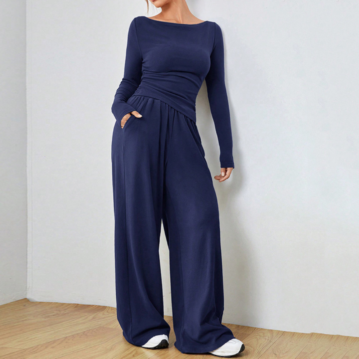 DANTARA™ - Casual Long Sleeve Top & Wide Leg Pants Set