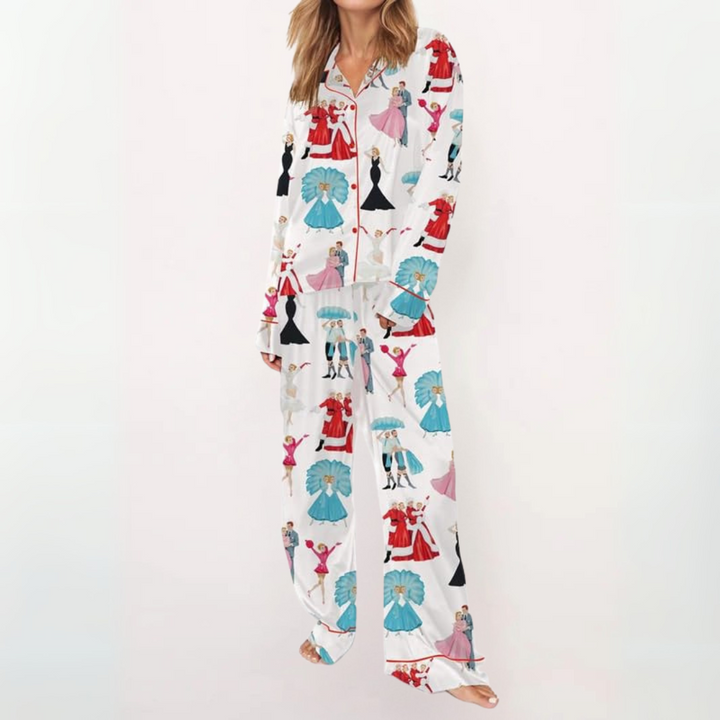SYLIA™ - Casual Printed Button-Down Top & Pajama Set