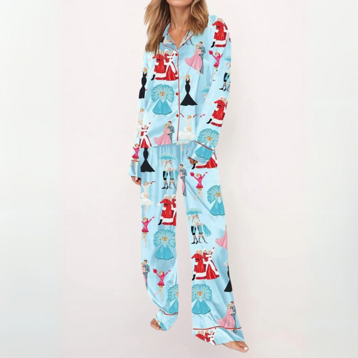 SYLIA™ - Casual Printed Button-Down Top & Pajama Set