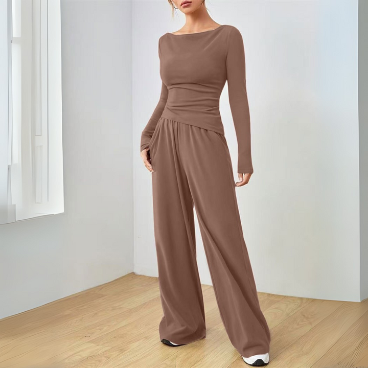 DANTARA™ - Casual Long Sleeve Top & Wide Leg Pants Set