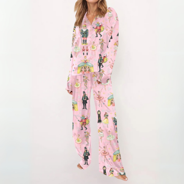 SYLIA™ - Casual Printed Button-Down Top & Pajama Set