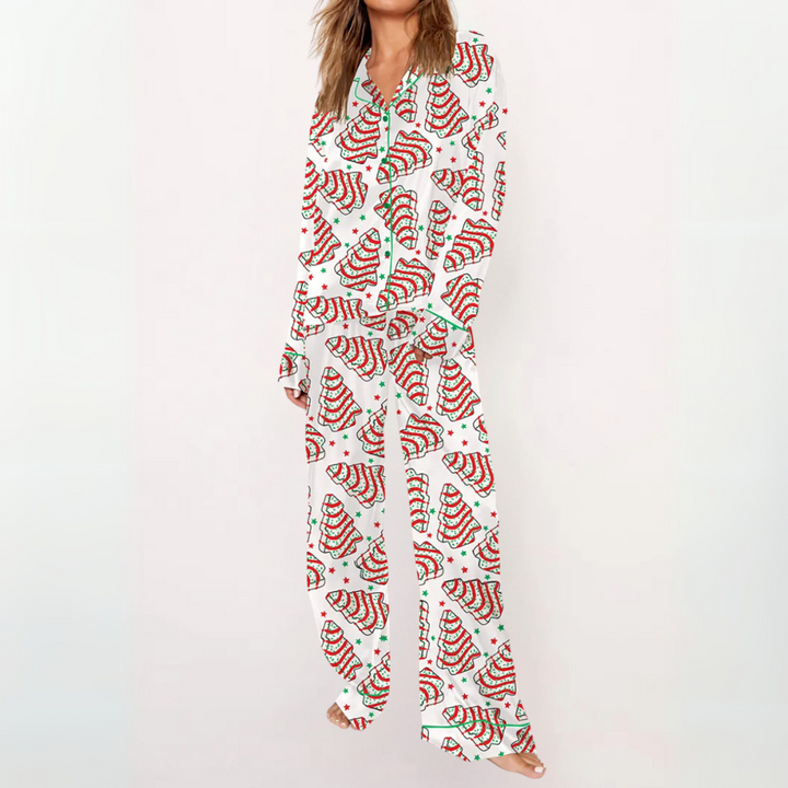 SYLIA™ - Casual Printed Button-Down Top & Pajama Set
