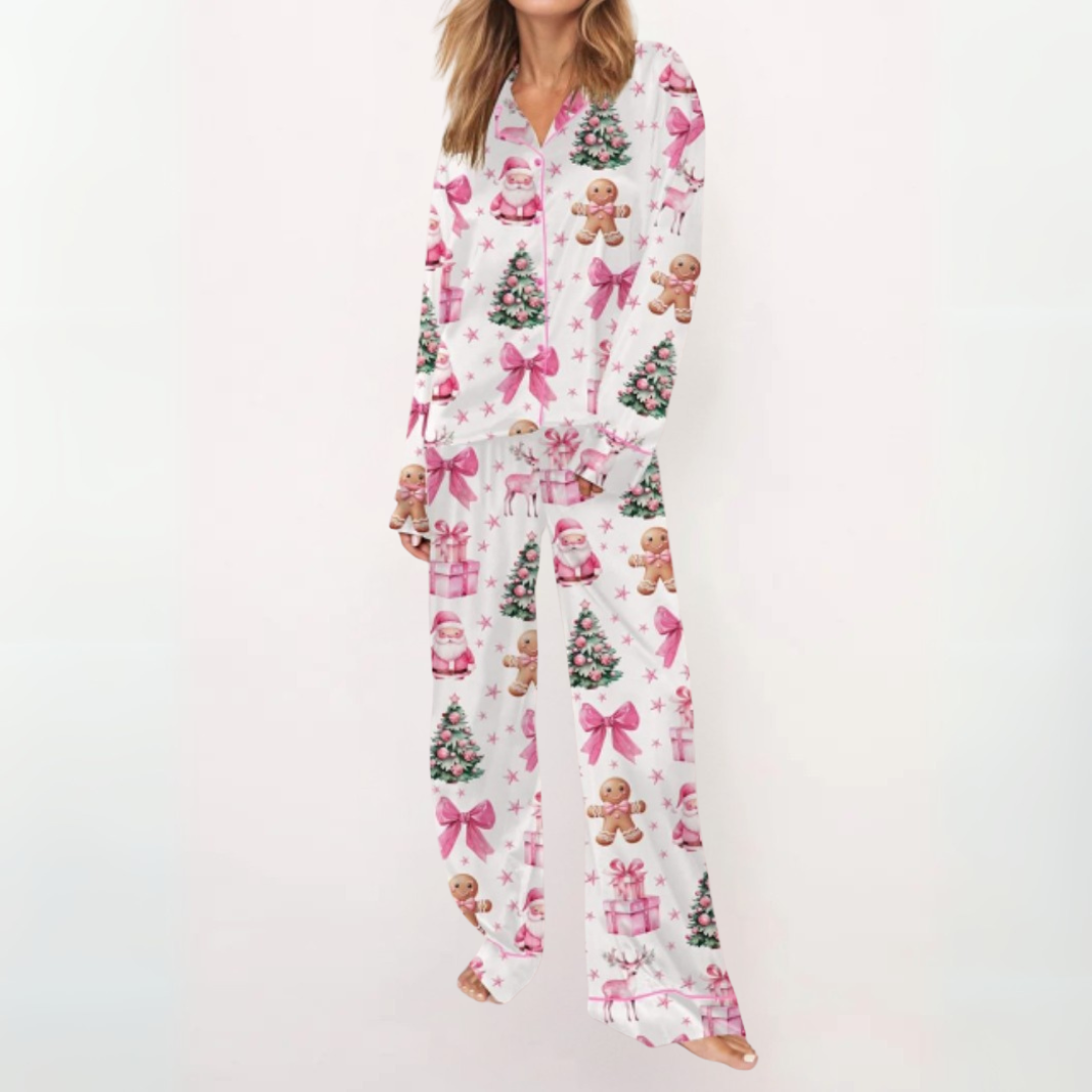 SYLIA™ - Casual Printed Button-Down Top & Pajama Set