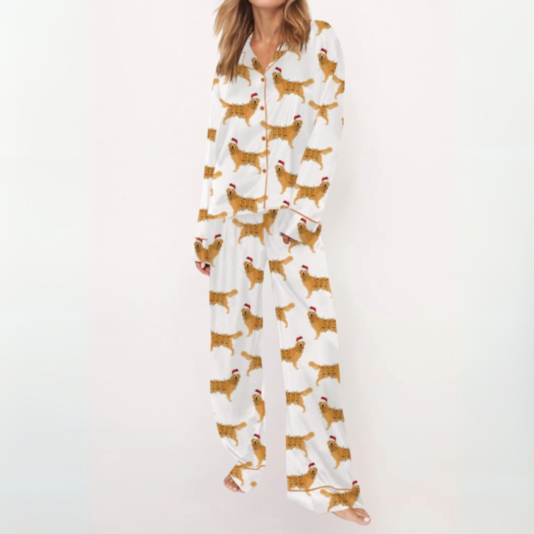 SYLIA™ - Casual Printed Button-Down Top & Pajama Set
