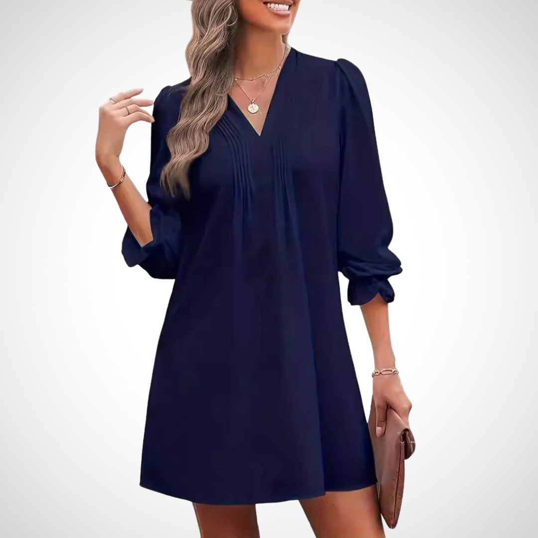 LUCINDA™ - Elegant V-Neck Ruffled Dress