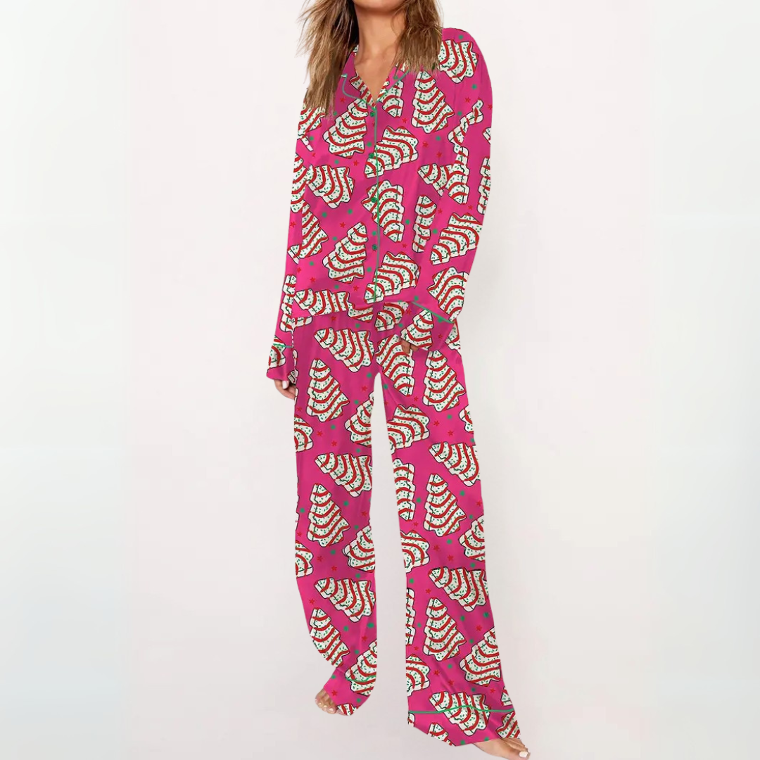 SYLIA™ - Casual Printed Button-Down Top & Pajama Set