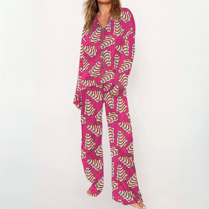 SYLIA™ - Casual Printed Button-Down Top & Pajama Set