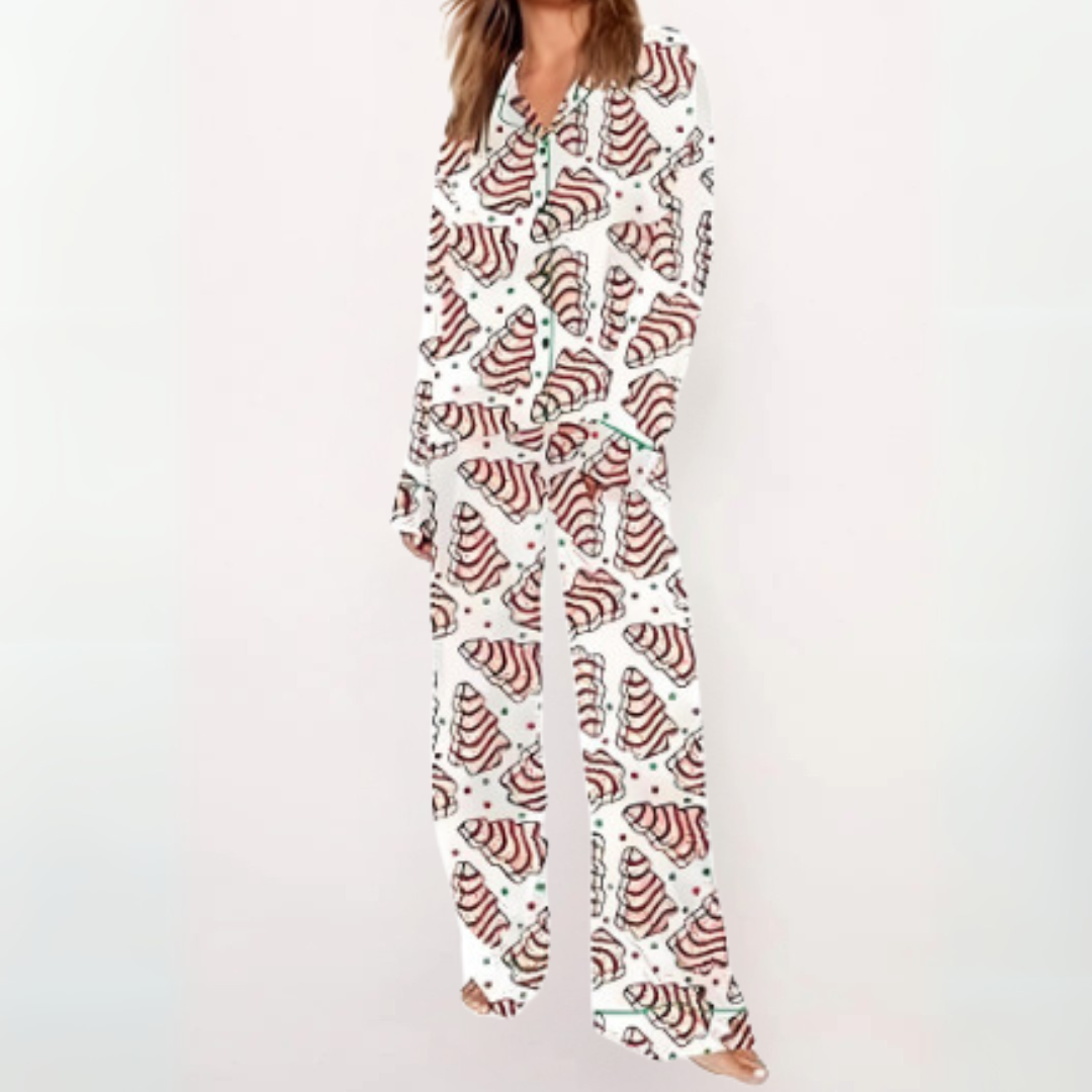 SYLIA™ - Casual Printed Button-Down Top & Pajama Set