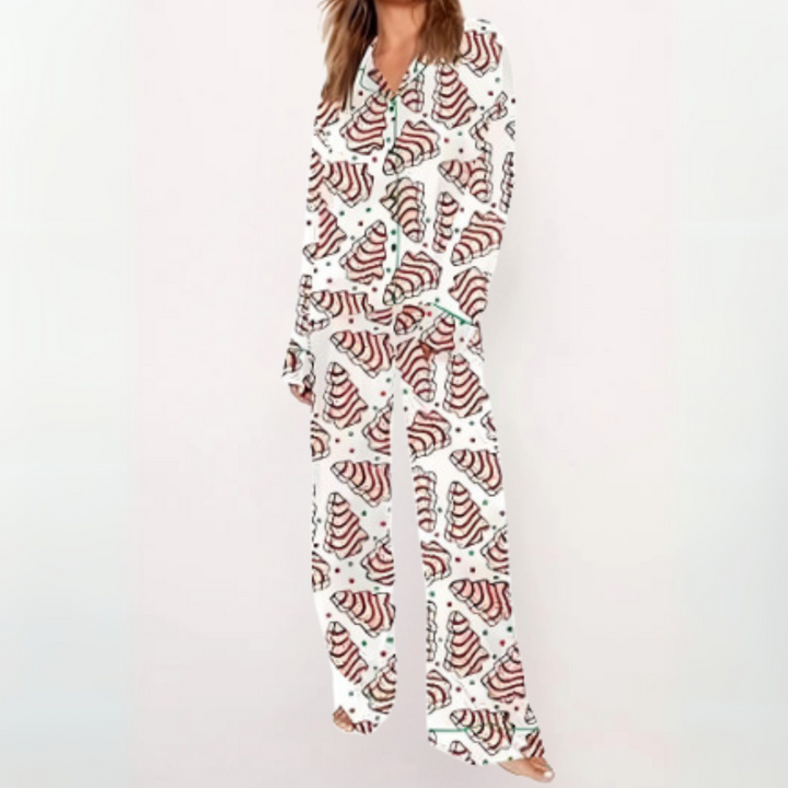 SYLIA™ - Casual Printed Button-Down Top & Pajama Set
