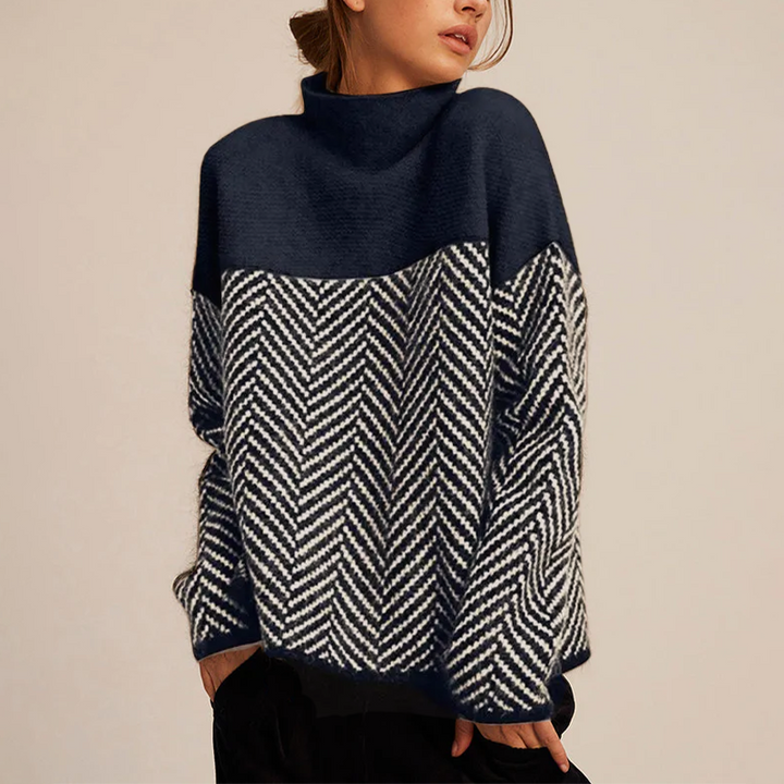 NORA™ | Two-Tone High-Neck Sweater