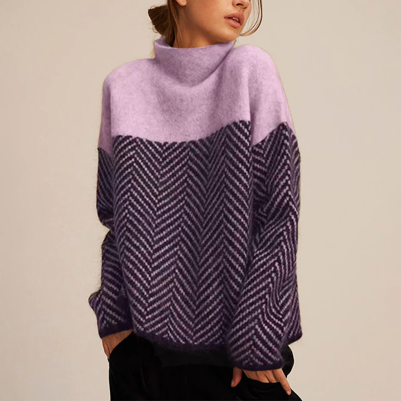 NORA™ | Two-Tone High-Neck Sweater
