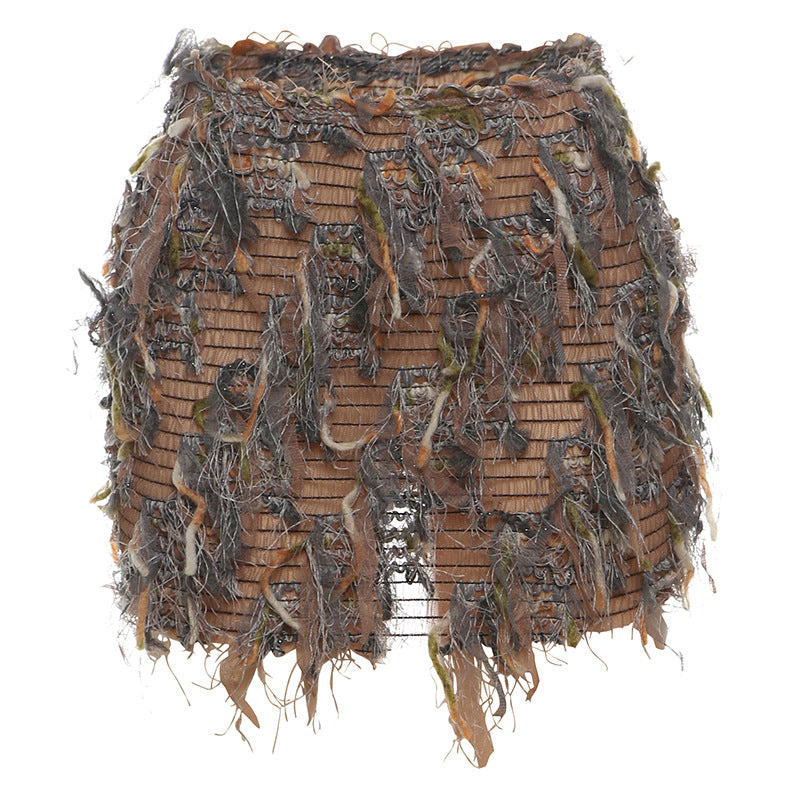 MARIA™ – High-Waist Mini Skirt with Chic Fringe