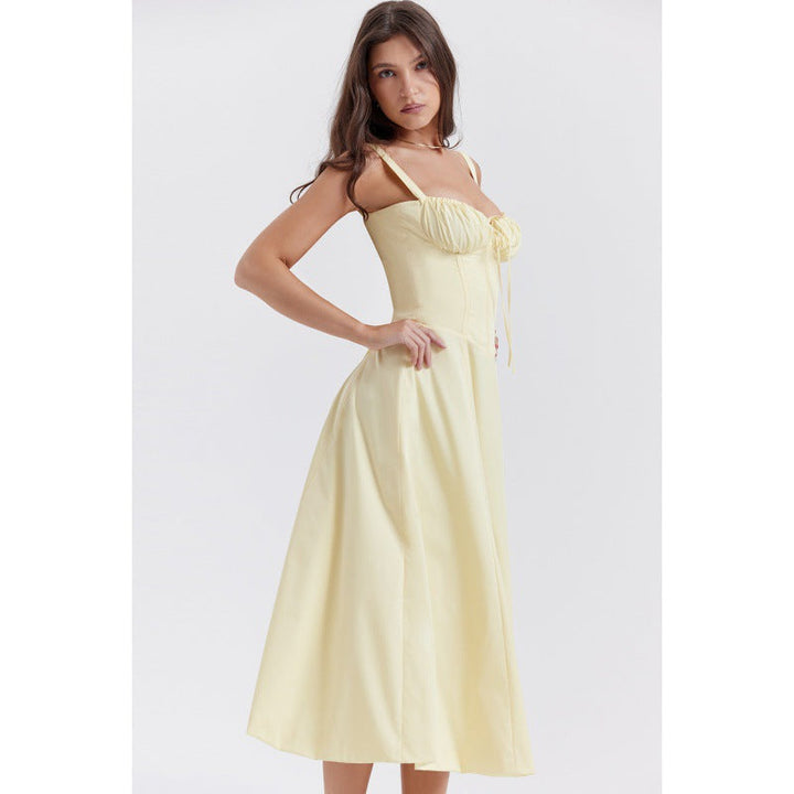 OPRAH™ - Casual Midi Dress with Lace-Up Detail