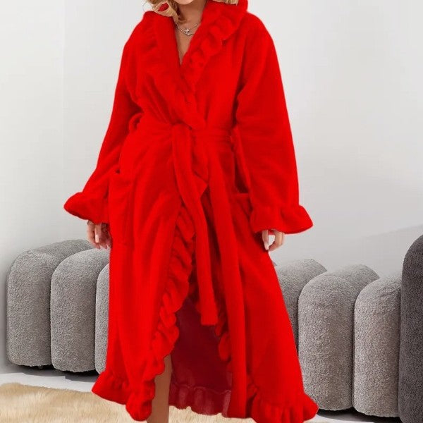 SASUKE™ - Elegant Long Sleeve Robe with Ruffle Hem