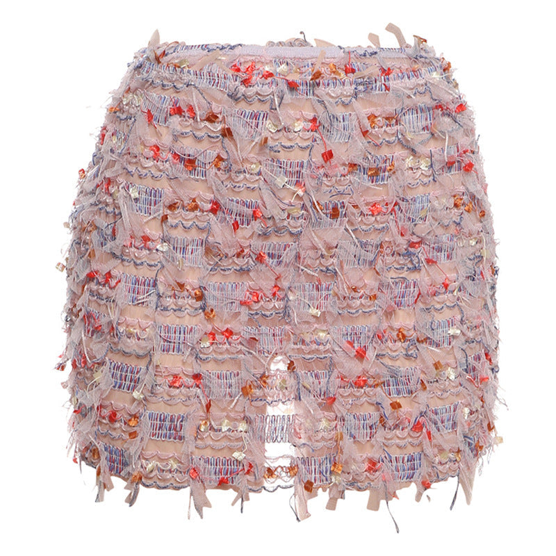 MARIA™ – High-Waist Mini Skirt with Chic Fringe