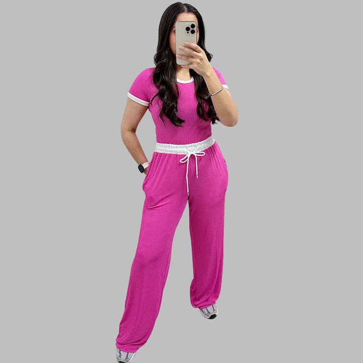 PLATU™ - Short Sleeve Top & Wide Leg Pants Set