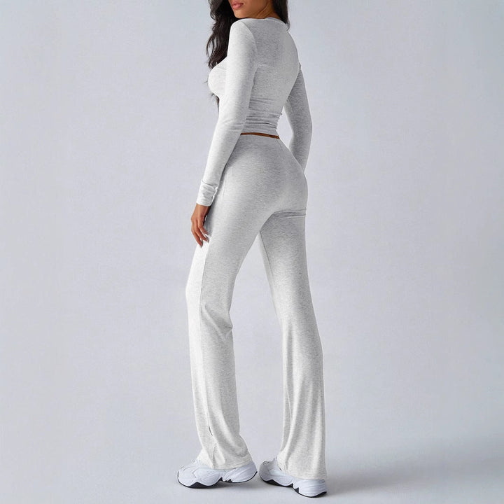 KUTIS™ - Casual Crop Top & High Waist Pants Set