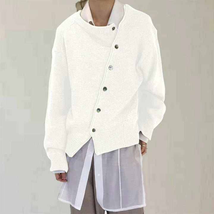 ALYCIA™ - Asymmetric Cardigan with Button Detail