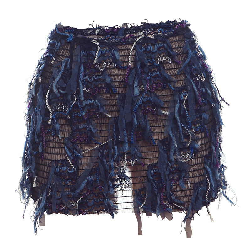 MARIA™ – High-Waist Mini Skirt with Chic Fringe