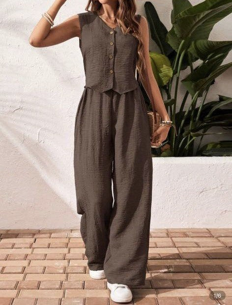 CHARISSA™ – Elegant V-Neck Top & Trousers Set