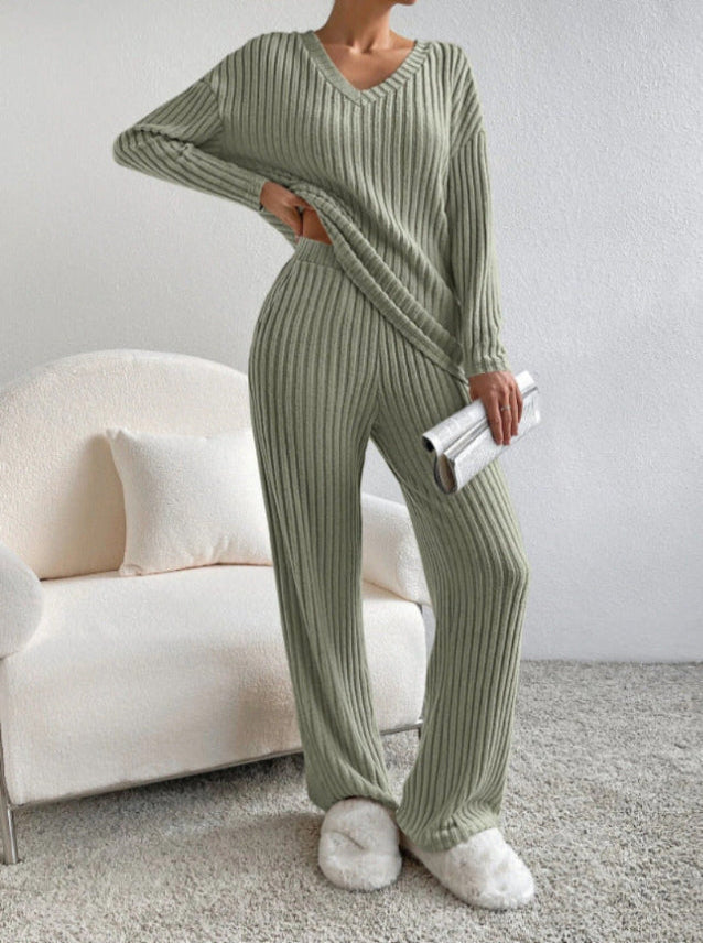 ELMER™ - V-Neck Long Sleeve Top & Pants Set