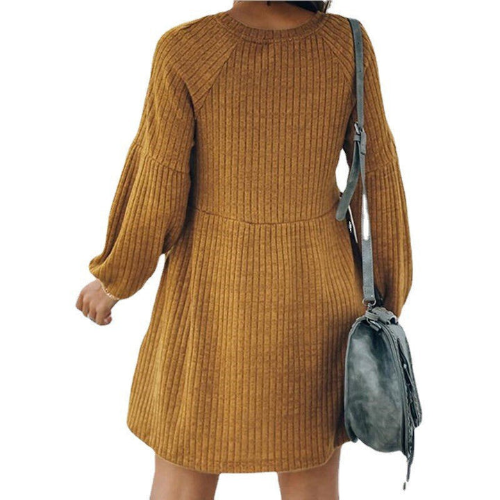 SAKA™ - Cozy Ribbed Mini Dress with Bishop Sleeves