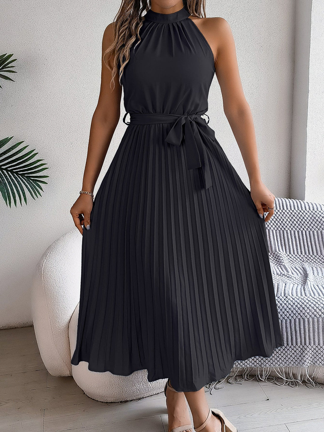 CEDRINE™ – Elegant Pleated Midi Dress