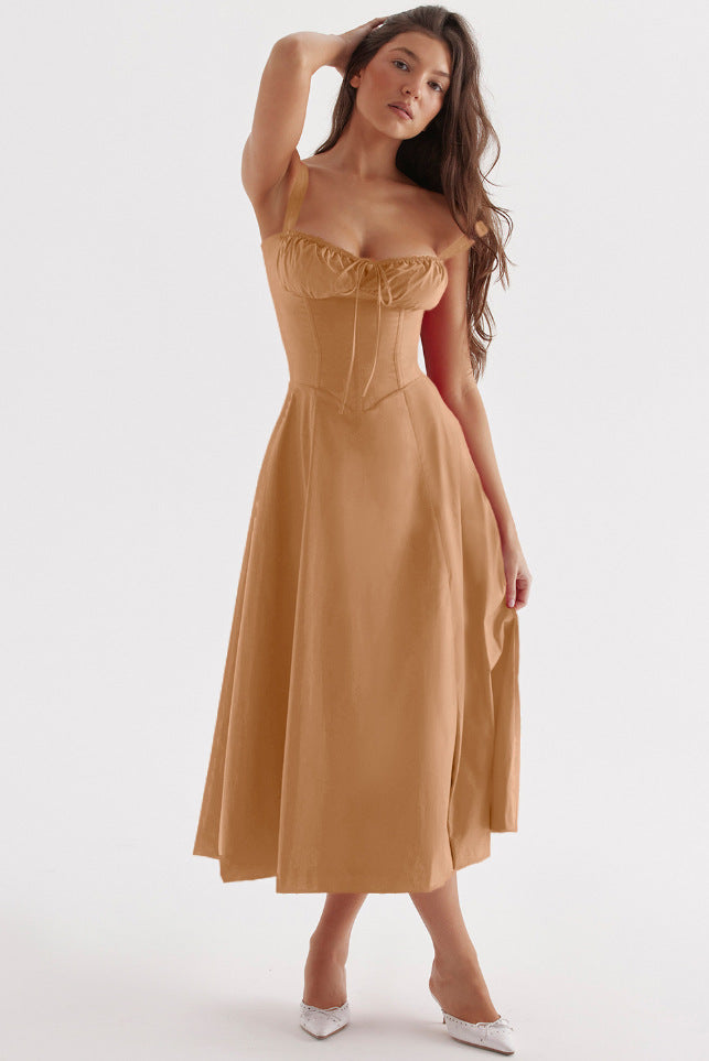 OPRAH™ - Casual Midi Dress with Lace-Up Detail