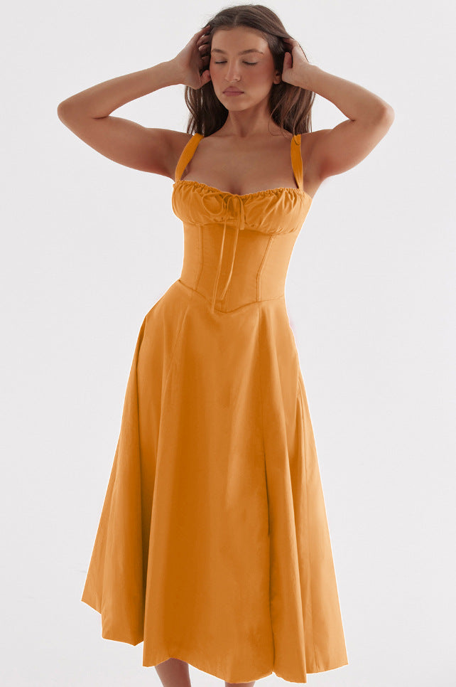 OPRAH™ - Casual Midi Dress with Lace-Up Detail