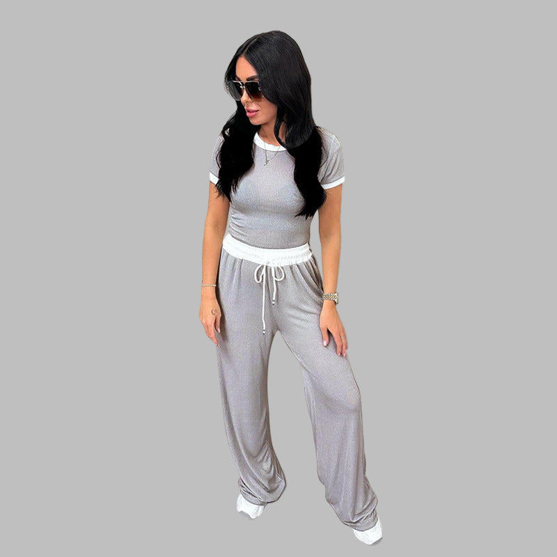 PLATU™ - Short Sleeve Top & Wide Leg Pants Set