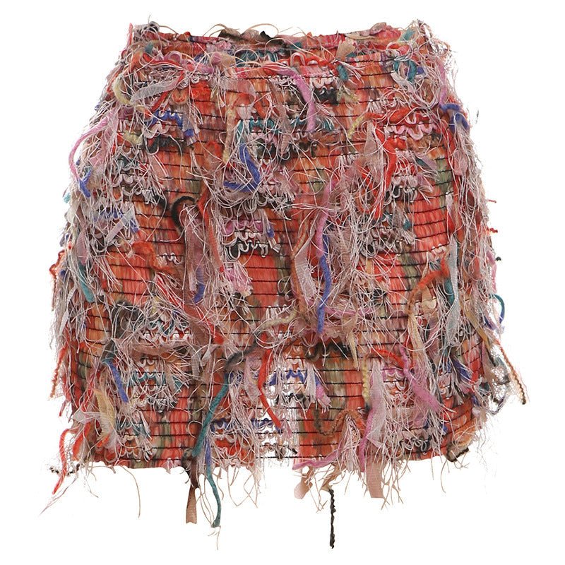 MARIA™ – High-Waist Mini Skirt with Chic Fringe