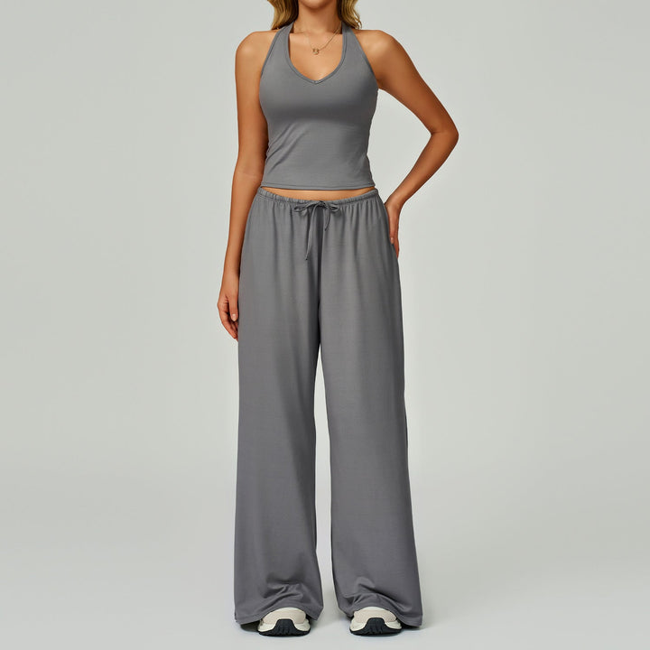 DINGDING™ - Casual Crop Top & Wide Leg Pants Set