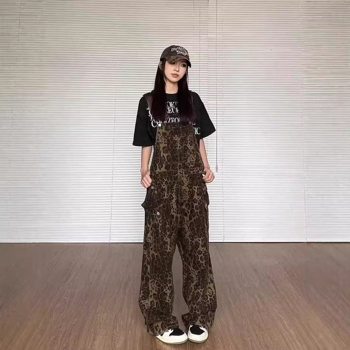 LUNTIAN™ – Vintage Leopard Wide-Leg Jumpsuit