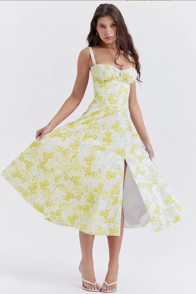 OPRAH™ - Casual Midi Dress with Lace-Up Detail