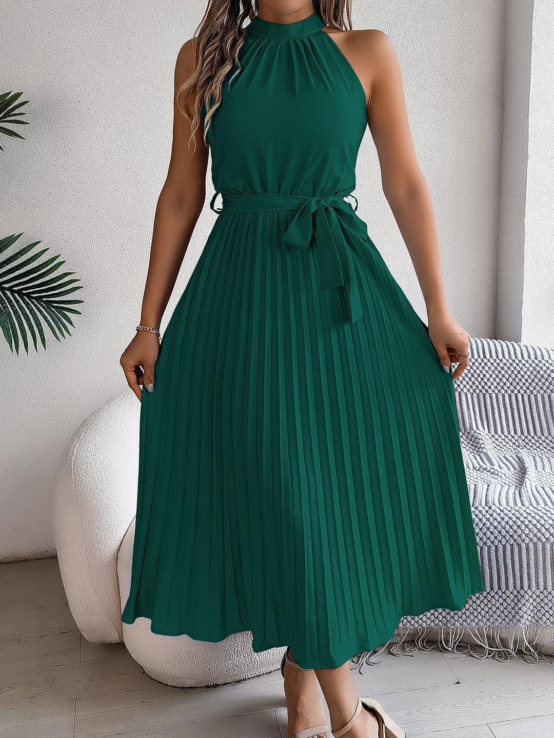 CEDRINE™ – Elegant Pleated Midi Dress