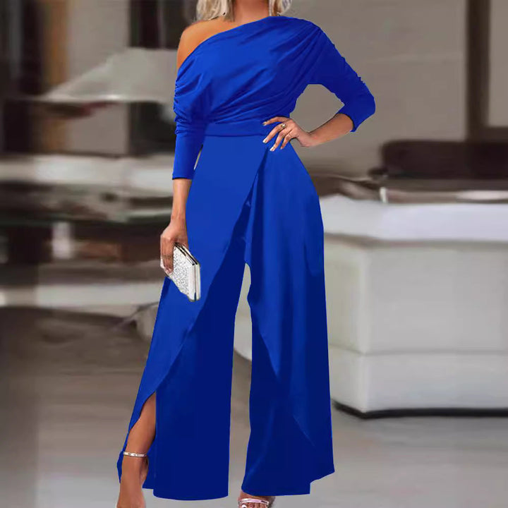 LEILANI™ - Elegant Ruched Wrap Jumpsuit with Split Hem
