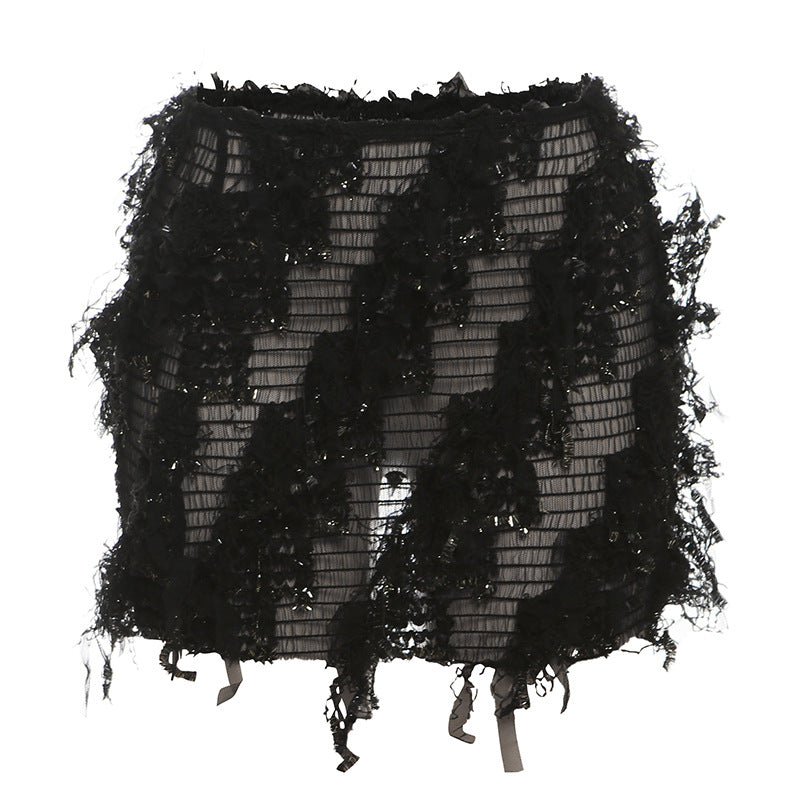 MARIA™ – High-Waist Mini Skirt with Chic Fringe