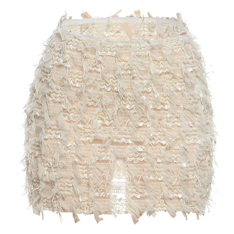 MARIA™ – High-Waist Mini Skirt with Chic Fringe