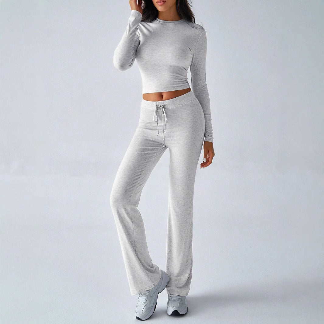 KUTIS™ - Casual Crop Top & High Waist Pants Set