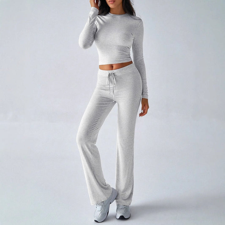 KUTIS™ - Casual Crop Top & High Waist Pants Set