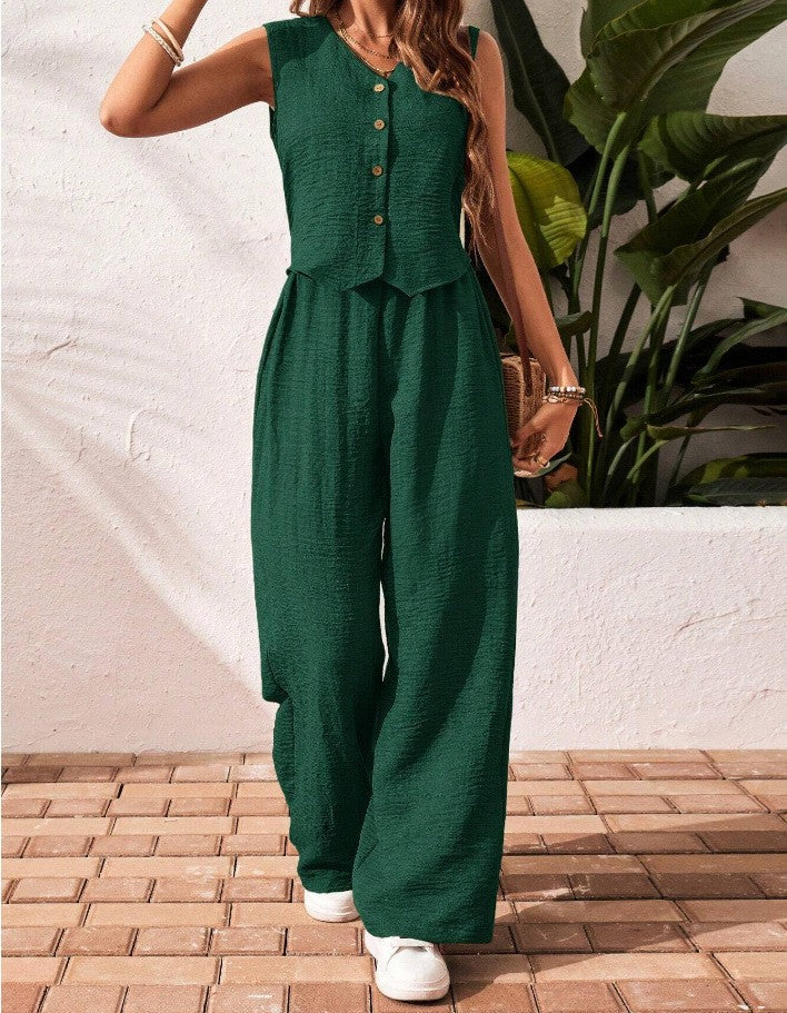 CHARISSA™ – Elegant V-Neck Top & Trousers Set
