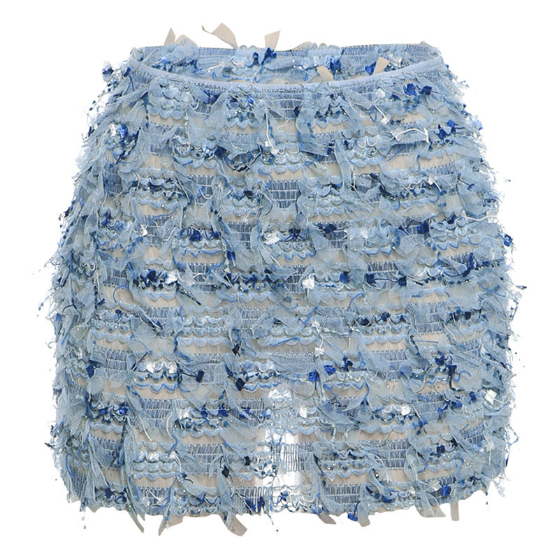 MARIA™ – High-Waist Mini Skirt with Chic Fringe