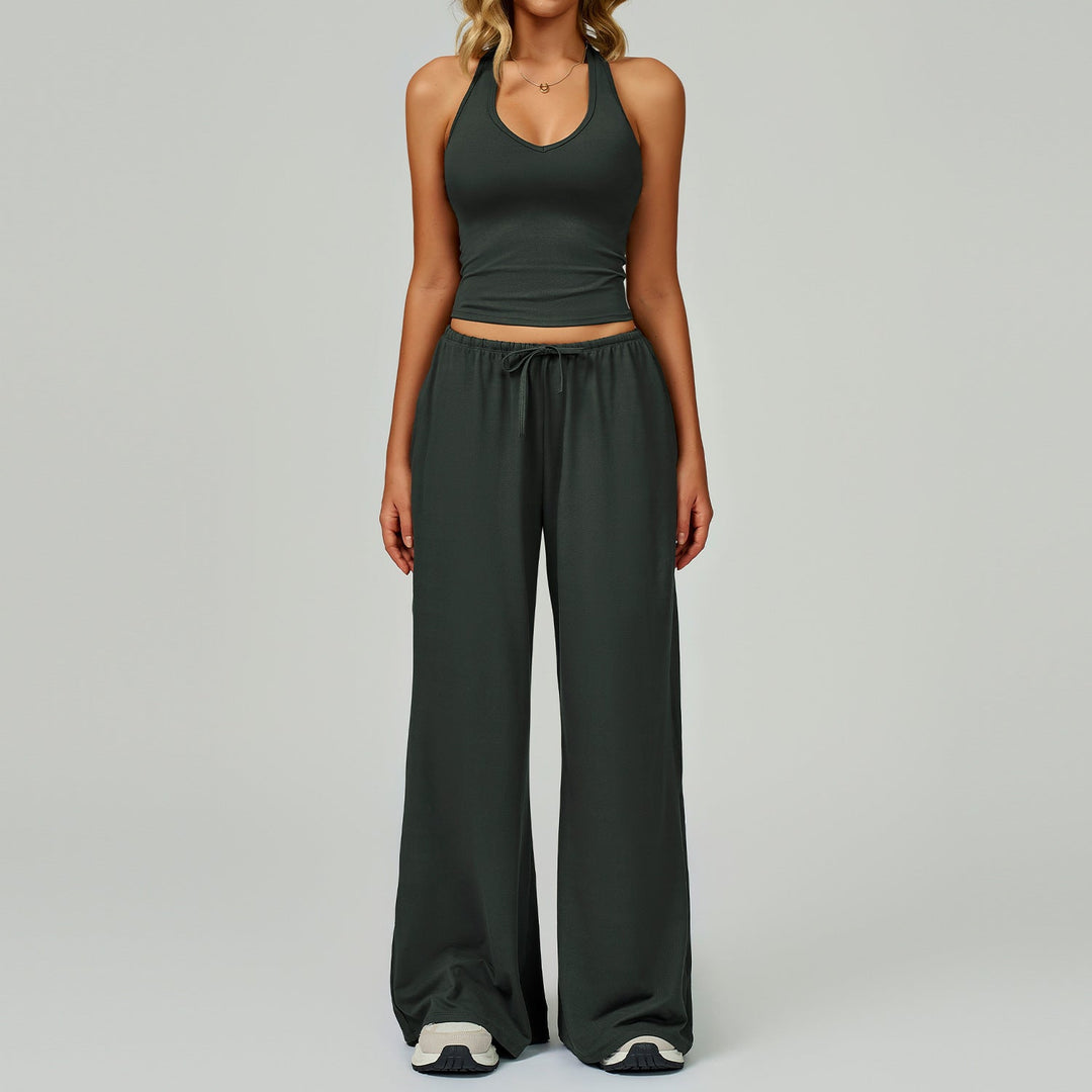 DINGDING™ - Casual Crop Top & Wide Leg Pants Set