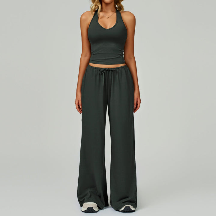 DINGDING™ - Casual Crop Top & Wide Leg Pants Set