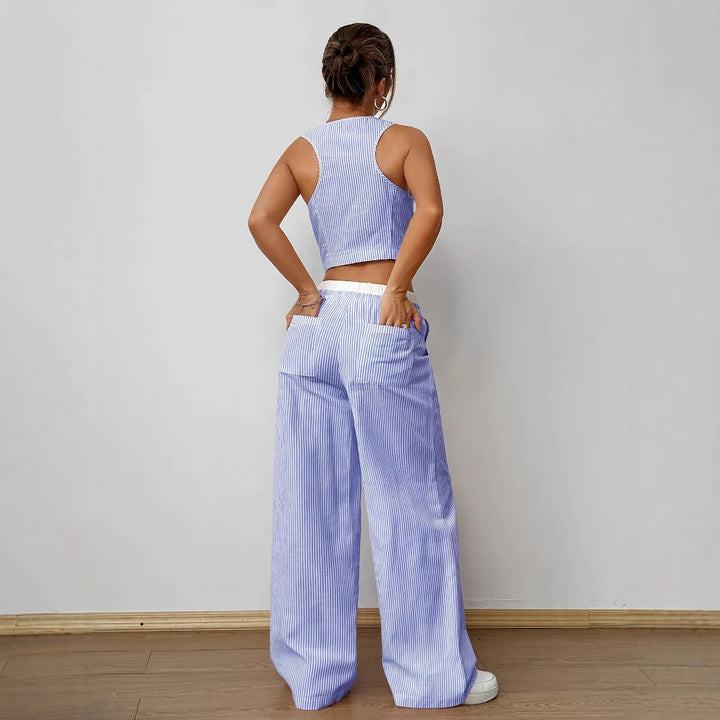 DULCE™ – Stylish Sleeveless Striped Lounge Set